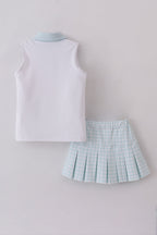 Blue active gingham skorts set