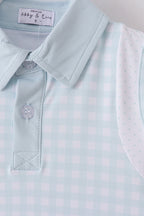 Blue active gingham shorts dress set