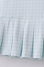 Blue active gingham shorts dress set