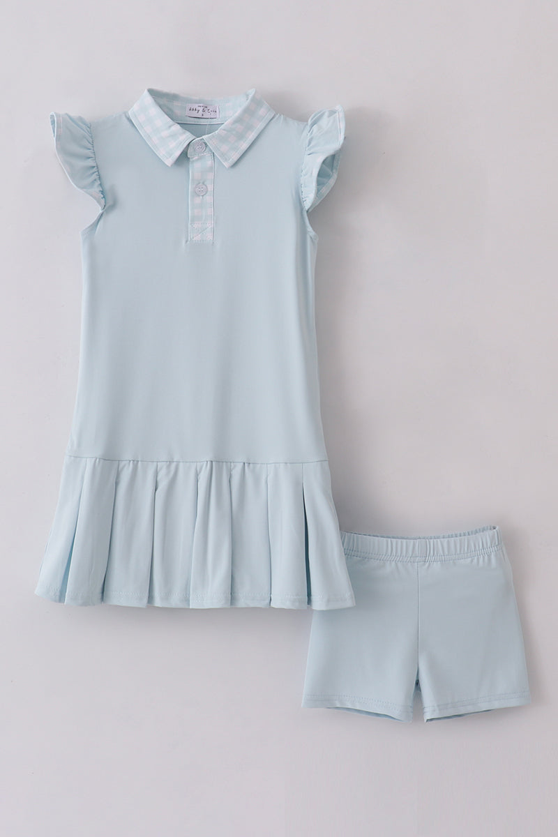 Blue active ruffle dress set
