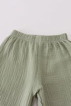 Premium sage ruffle pants set
