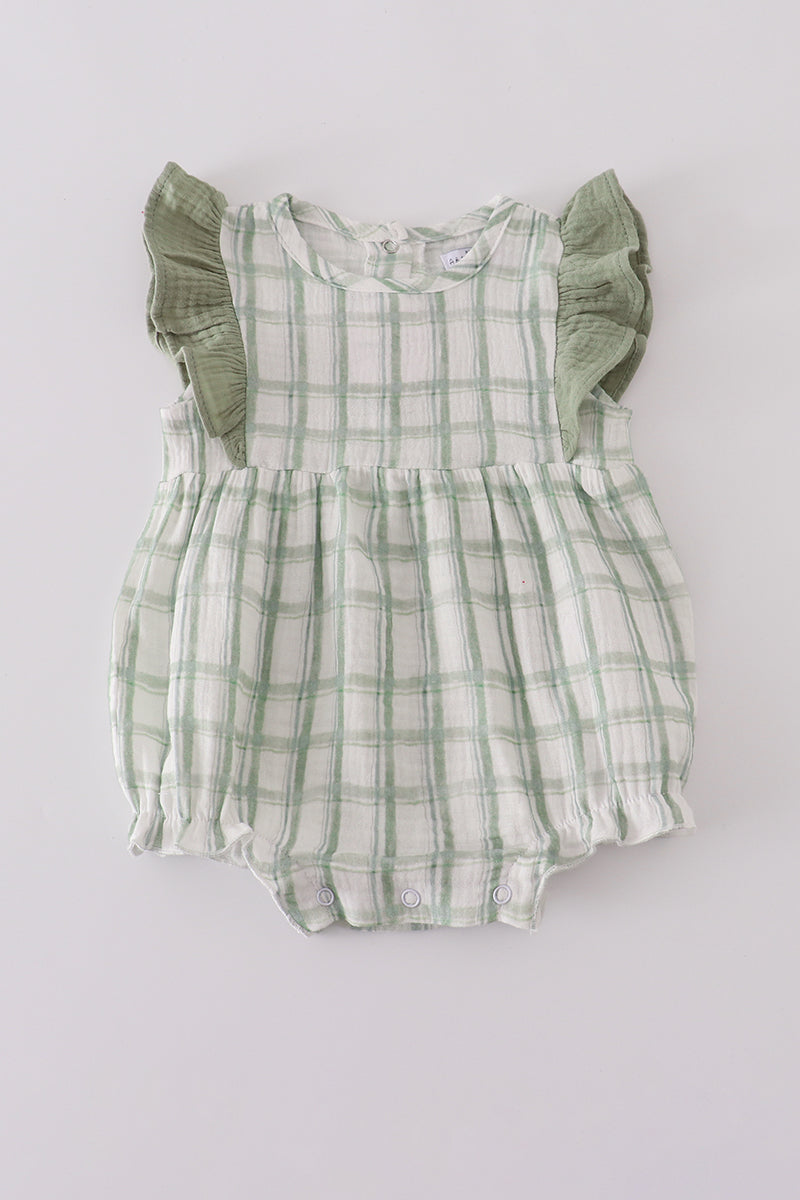 Plaid Sage Ruffle Bubble