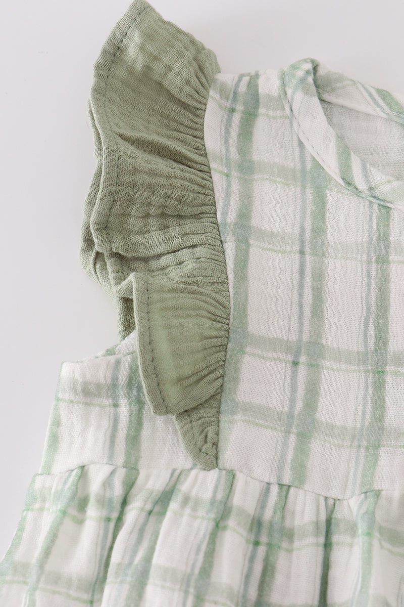 Plaid Sage Ruffle Bubble
