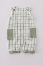 Sage Plaid Romper