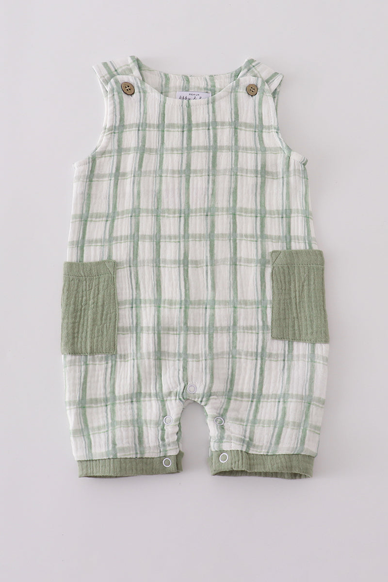 Sage Plaid Romper