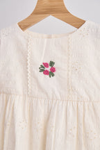 White hand embroidery lace dress