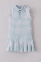 Blue active gingham shorts dress set