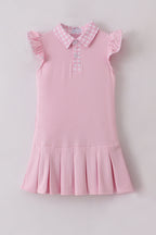 Pink active ruffle dress set