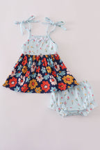 Blue floral bloomer set