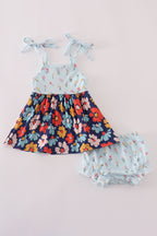Blue floral bloomer set