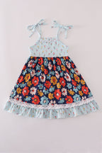 Blue floral ruffle dress