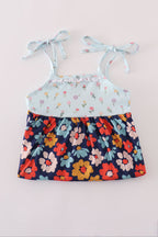 Blue floral ruffle dress