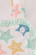 Blue seashell bow ruffle bubble