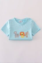 Blue animals applique shorts set