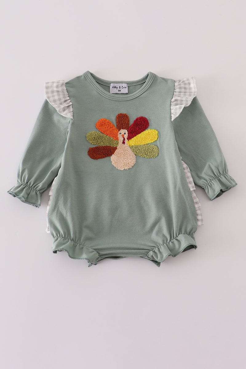 Sage French Knot Turkey Ruffle Bubble