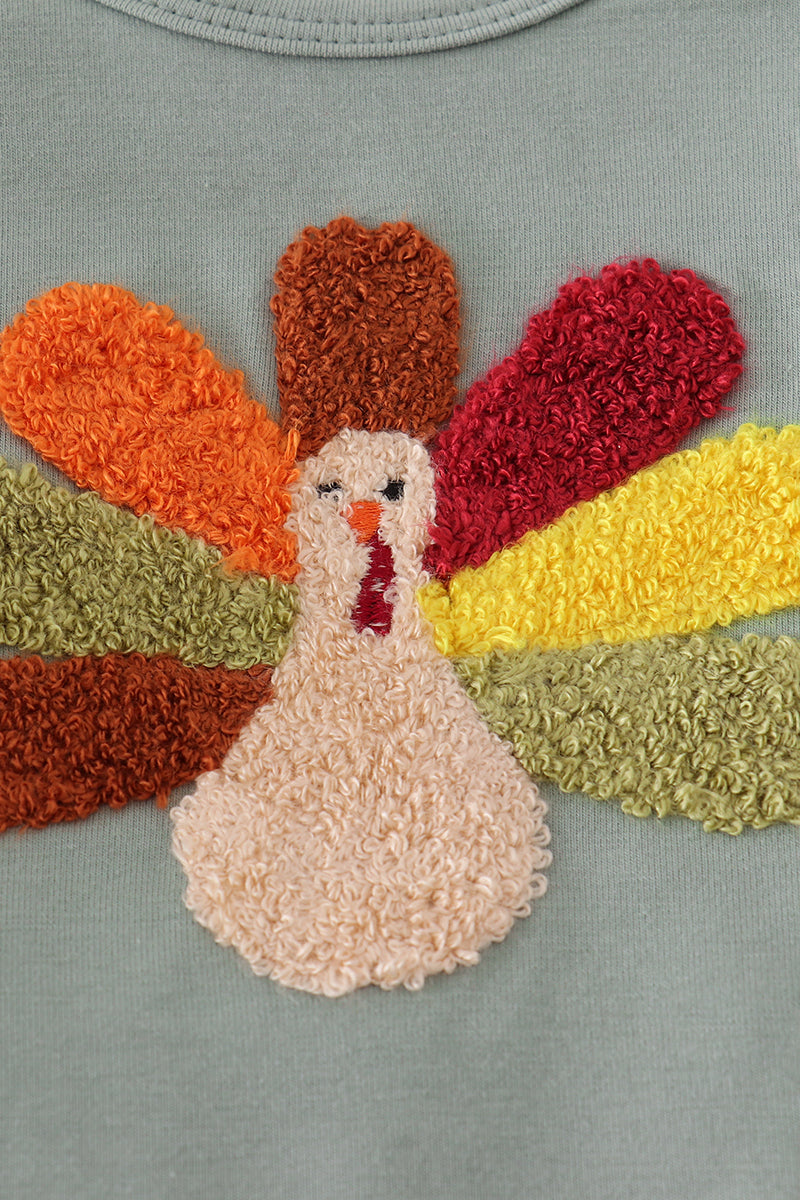 Sage French Knot Turkey Ruffle Bubble