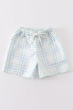 Green plaid boy trunk shorts