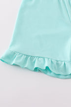 Pink tractor embroidery plaid girl set