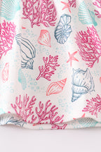 Pink shell embroidery girl set