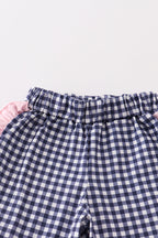 Pink fishing puppy applique girl set