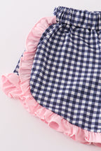 Pink fishing puppy applique girl set