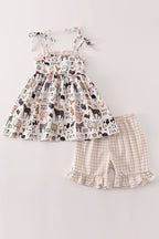 Beige farm strap girl set