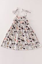 Beige farm strap dress