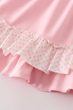 Pink cow embroidery dress