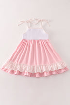 Pink cow embroidery dress