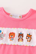 Pink animals birthday embroidery girl set