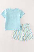 Blue animals birthday embroidery boy set