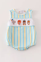 Blue animals birthday embroidery boy bubble