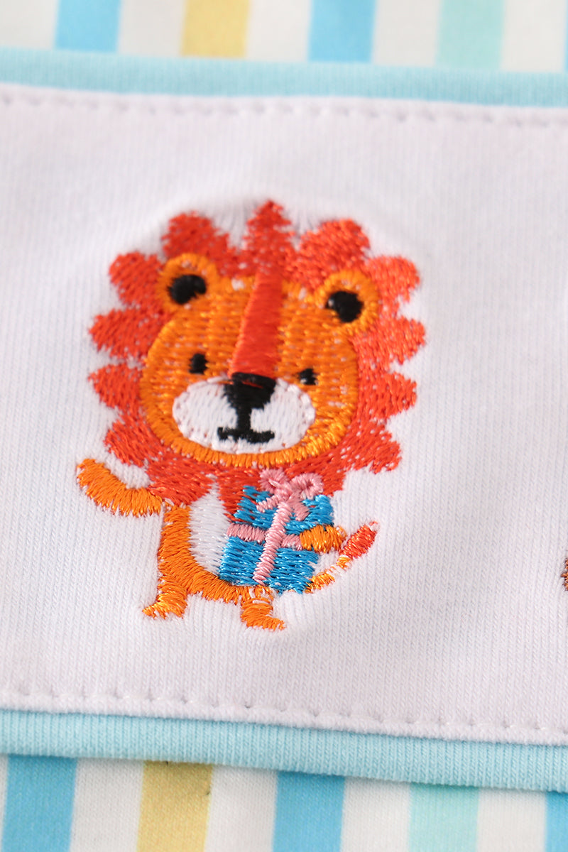 Blue animals birthday embroidery boy bubble