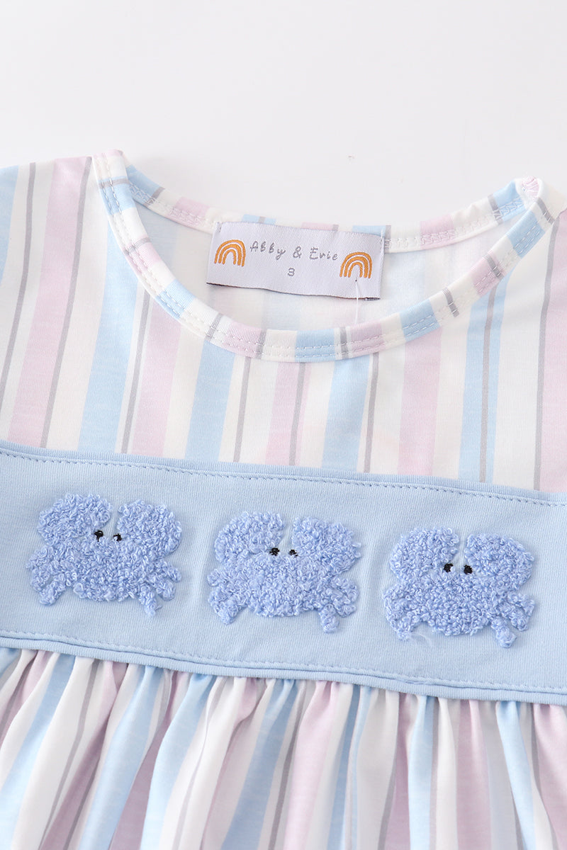 Crab french knot stripe girl set