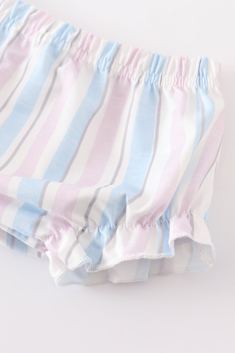 Crab french knot stripe baby girl set