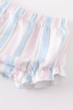 Crab french knot stripe baby girl set