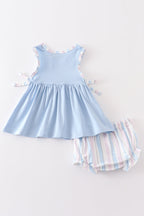 Crab french knot stripe baby girl set