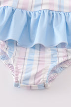 Crab french knot stripe girl swimsuit