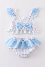 Crab french knot stripe 2pc girl swimsuit