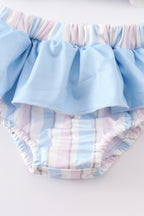 Crab french knot stripe 2pc girl swimsuit