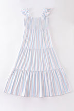 Crab french knot stripe smocked dress