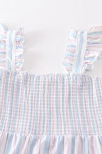 Crab french knot stripe smocked dress
