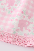 Pink barbie print girl dress