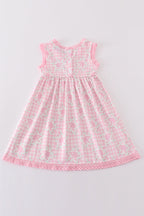 Pink barbie print girl dress