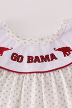 Maroon Alabama embroidery dot ruffle pants set