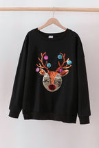Black reindeer sequin mom&me sweatshirt