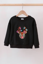 Black reindeer sequin mom&me sweatshirt