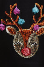 Black reindeer sequin mom&me sweatshirt