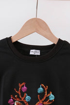 Black reindeer sequin mom&me sweatshirt