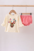 Beige reindeer sequin bloomer set